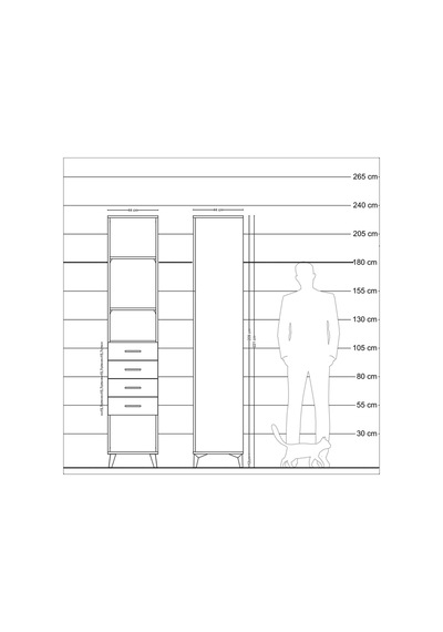 Hyperion Dolap 3 Raflı 4 Çekmeceli 44x44x221 Antrasit-aytaşı Antrasit