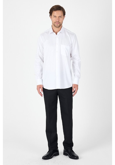 İmza Beyaz Sert Yaka Düz Classic %100 Pamuk Comfort Fit Gömlek 1004250323 Beyaz