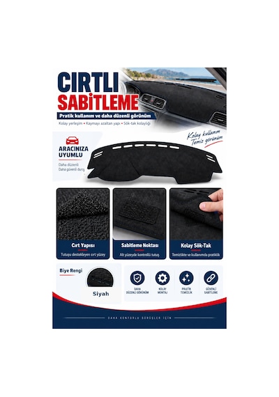 Trobus Volvo S60 2011-2017 3d Torpido Koruma Kılıfı - Siyah Biye