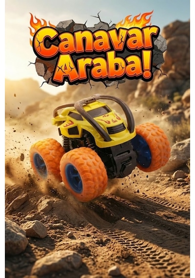 360 Derece Takla Atan Sürtmeli Canavar Kamyon - Darbeye Dayanıklı Monster Truck Oyuncak Araba Sarı Çok Renkli