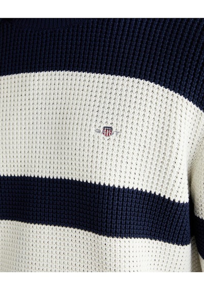 Gant Erkek Regular Fit Lacivert Çizgili Pamuklu Triko Kazak-10542 Lacivert
