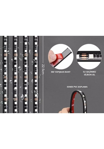 4 Parçalı Uzaktan Kumandalı Ayak Altı Aydınlatma 48 LED Atmosfer