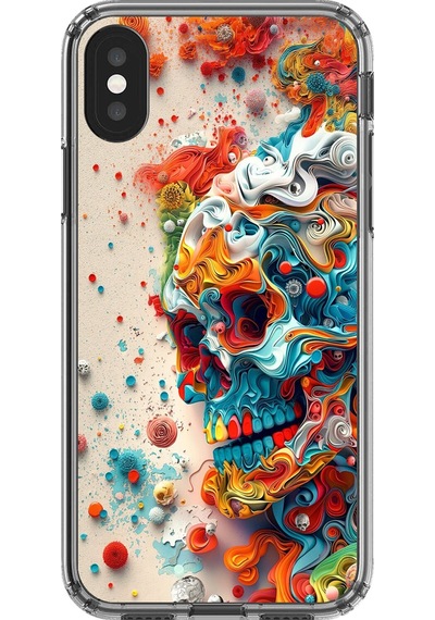 Apple Uyumlu iPhone Xs Şeffaf Kılıf Graffiti 5 Tasarımlı