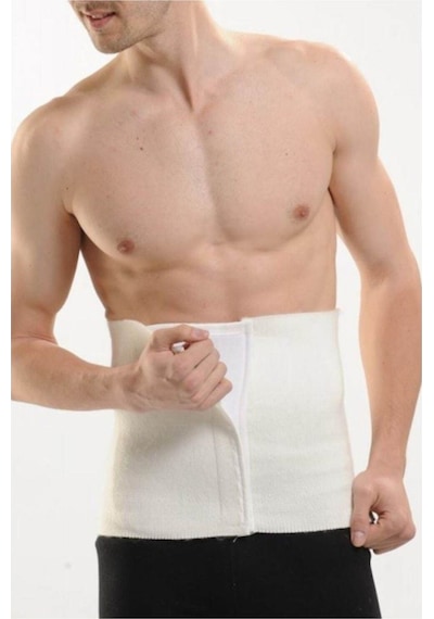 Unisex Angora Yünü Cırtlı Bel Korse Ekru
