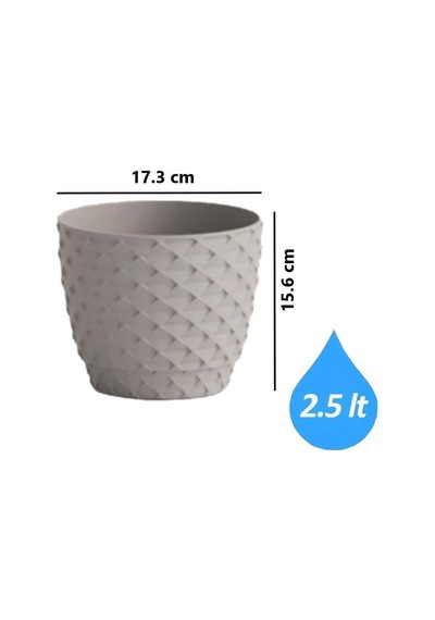 Omnipazar So-kap3 Kapadokya Dekoratif Plastik Saksı 2.5 Litre No 3 Kirli Beyaz 113