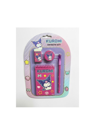Kuromi Kırtasiye Seti Kalem-not Defteri-silgi-kalemtraş Mor