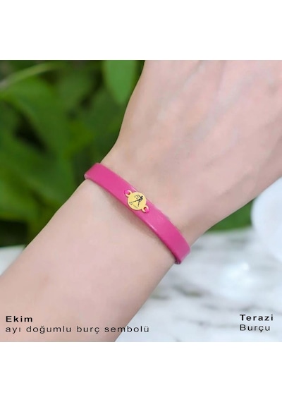 Archin Terazi Burçlarına Pembe Derili 14 Ayar Altın Plakalı Yuvarlak Motifli Hediye Bileklik-394burç Terazi Archin Terazi Burçlarına Pembe Derili 14 Ayar Altın Plakalı Yuvarlak Motifli Hediye Bileklik-394burç Terazi