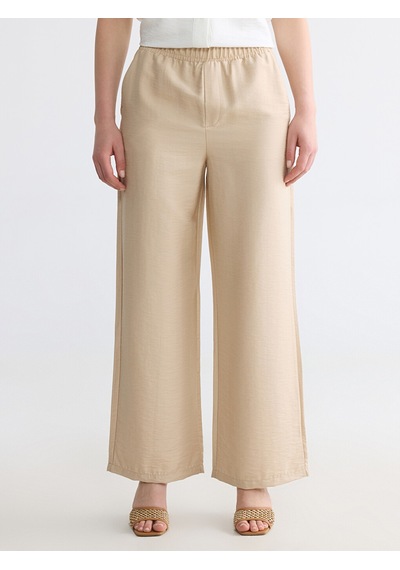 Lcw Comfort Bej Beli Lastikli Kadın Pantolon