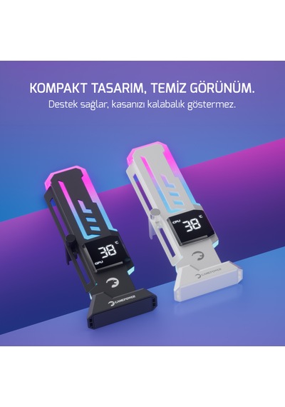 Gamepower Heatsync V2 Argb Dikey Ekran Kartı Tutucu Beyaz