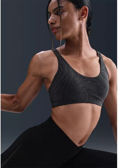 Women's Zenvy Bra Hafif Destekli Pedli Gri-siyah Desenli Kadın Sporcu Sütyeni Siyah