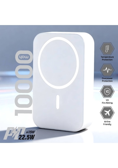 Br-044 Br-044 10.000 Mah Magsafe P.bank Type-c + Usb Giriş-çıkı BEYAZ