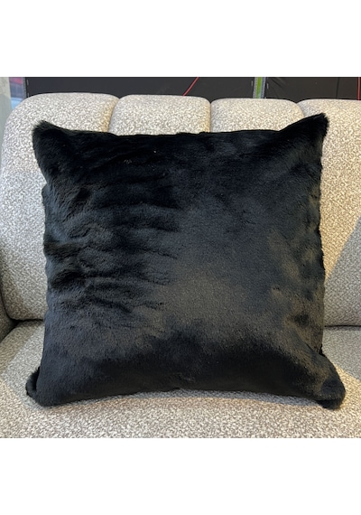 Premium Siyah Peluş Kırlent Kılıfı 45x45 Cm Yumuşak Dokulu, Şık Ve Modern Koyu Siyah