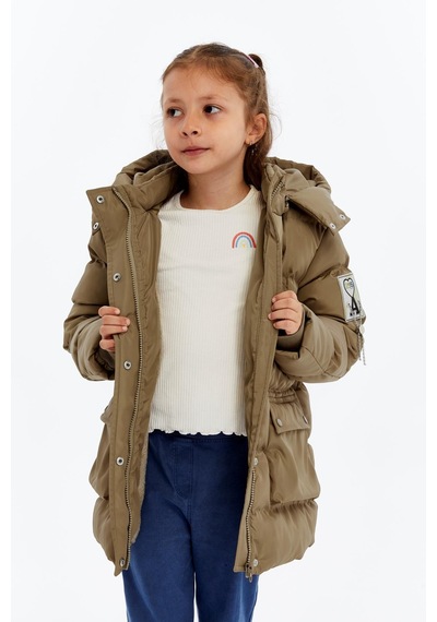 Benitto Kids Kız Çocuk Kalın Kışlık Kapüşonlu Kaban 51349 Camel