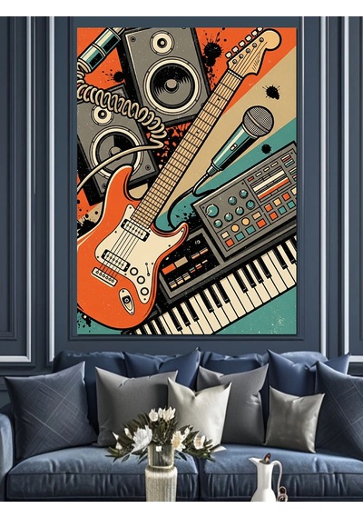 Ahşap Tablo Gitar Ve Müzik Ekipmanları