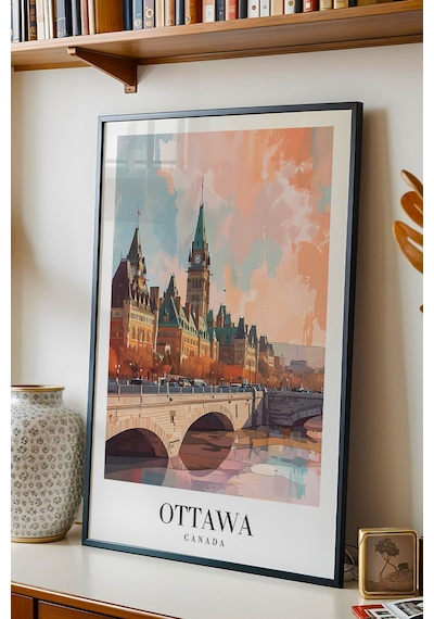 Ottawa Canada Vintage Seyahat Posteri Çerçeveli Tablo - Premium Kanada Parlamento Elit Duvar Dekoru Siyah Ottawa Canada Vintage Seyahat Posteri Çerçeveli Tablo - Premium Kanada Parlamento Elit Duvar Dekoru Siyah