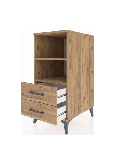 Kronos Komodin 2 Raflı 2 Çekmeceli 44x59x96 Çam-çam Çam