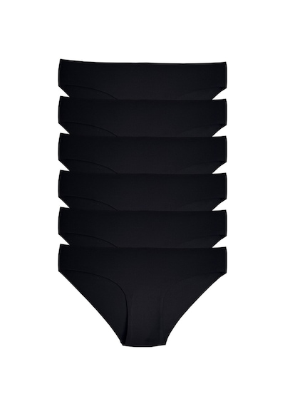 Alya Underwear Basic Lazer Kesim Kadın Bikini Külot Dikişsiz Kadın Slip - Ultra Esnek Ve Rahat 6'lı Paket Siyah