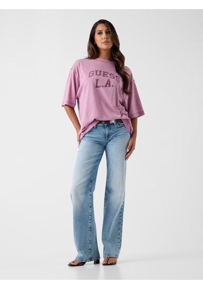 Guess Burnout Kadın Oversize T-shirt W6yı20k4335 Pembe