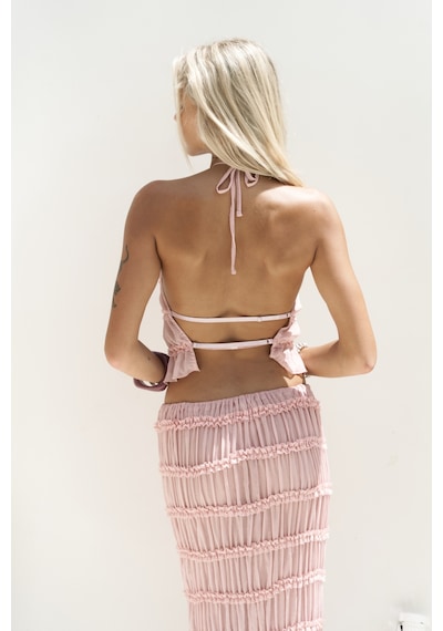 Mai Collection Mai Studios Co. Sofi Transparan Pembe Crop Etek Takım Pembe