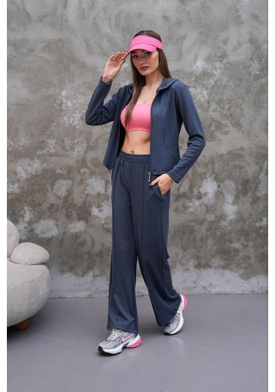 Elaxi Modal Kumaş Slim Fit Kapüşonlu İkili Takım Antrasit