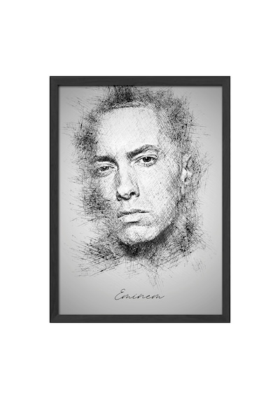 Eminem Siyah Ahşap Çerçeveli Poster, Dekoratif Müzik Duvar Tablosu