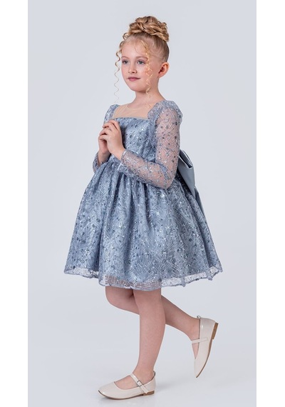 Mnk Baby & Kids Ruche Lipa Kız Çocuk Abiye M00783 Mavi