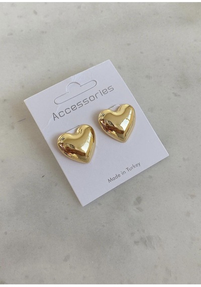 Gold Kalp Parlak Bold Kadın Küpe Gold - 612391548 Gold