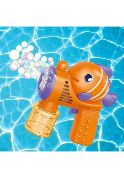 Vıp Yüksek Kalite Işıklı Turuncu Balıklı Köpük Tabancası Clownfısh Bubbles Gun Baloncuk Tabancası