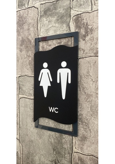 Antrasit Çerçeveli Mat WC Yönlendirme Levhası