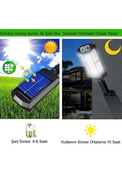 249 Led Güneş Enerjili Solar Lamba Kumandalı 3 Modlu Hareket Sensörlü Dış Mekan Bahçe Aydınlatma