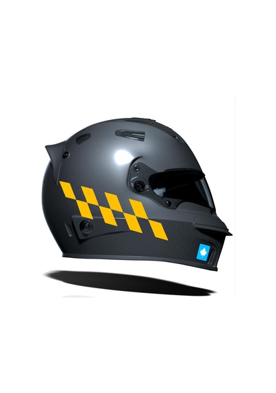 Taksi Sarısı Damalı Kask Motosiklet Sticker Takımı Çınar Extreme