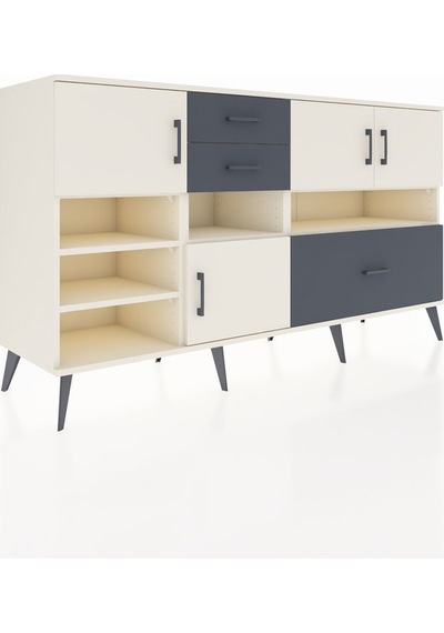 Hyperion Konsol 7 Raflı 3 Çekmeceli 4 Kapaklı 176x44x99 Aytaşı-ay Aytaşı-aytaşı/antrasit