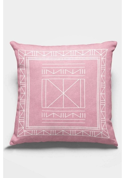 Pembe Etnik Desen Çift Taraflı Yastık Kırlent Kılıfı Krl429n11
