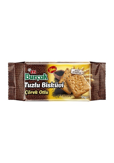 Eti Burçak Tuzlu Çörekotlu Bisküvi 91 G - 18'li Paket Tarı
