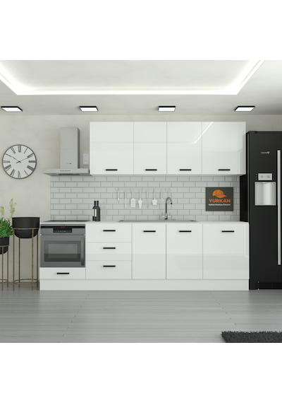 270 Cm Mutfak Dolabı Mdf Kapak Tezgah Dahil Yrkn270 97 Beyaz