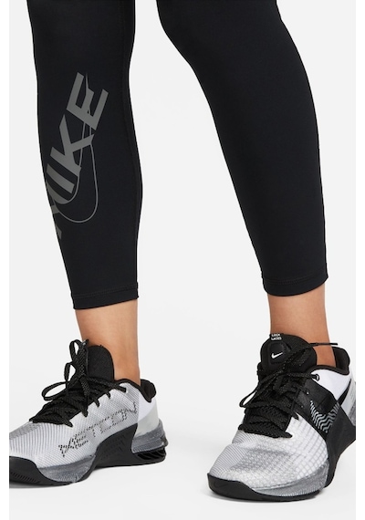 Nike Pro Dri Fit Grafik Mid Rise 7/8 Lenght Tight Kadın Antrenman Taytı Siyah Siyah