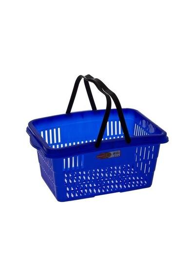Omnipazar Sy-2260 Çift Saplı Plastik Market Taşıma Sepeti Mavi 6 Adet Mavi