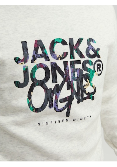 Jack & Jones Jack&jones Sıfır Yaka Beyaz Erkek Sweatshirt 12242366 001