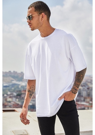 Oversize Beyaz T-shirt BEYAZ