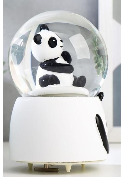3d Sevimli Panda Orta Boy Işıklı Panda Temalı Kar Küresi Işıklı Panda Temalı Kar Küresi