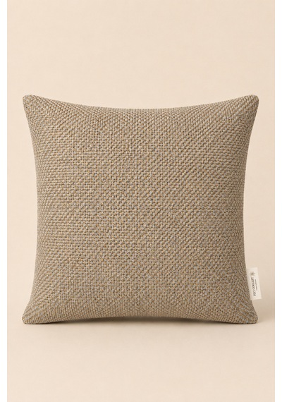 Dokulu Kırlent Kılıfı Bej Gold 43x43 Cm Dekoratif Yastık Kılıfı Krem
