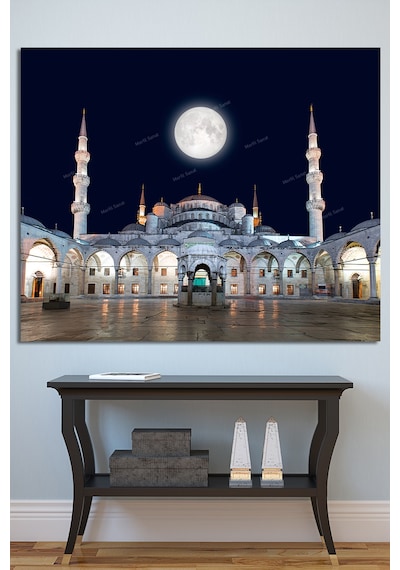 Sultanahmet Camii Gece ve Ay Kanvas Tablo 50 x 35