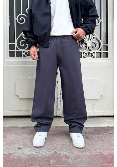 Flaw Bel Lastikli Baggy Gabardin Pantolon Füme Füme