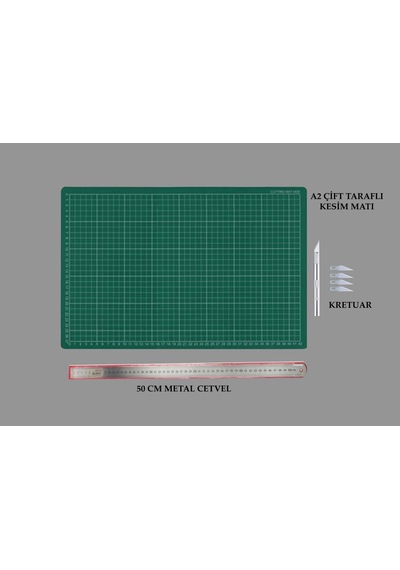 Kesim Matı Altlığı A2 45X60 Cm Gretuar ve 50 Cm Çelik Cetvel Set
