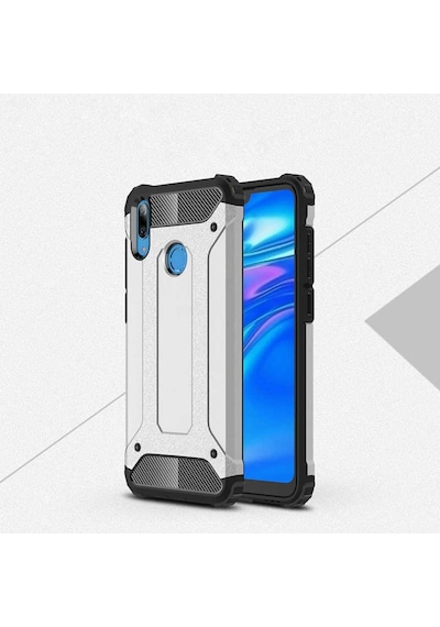 Kilifone - Huawei Uyumlu Y7 Prime 2019 / Y7 2019 - Kılıf Çift Katman Zırh Tank Crash Military Kapak - Gri
