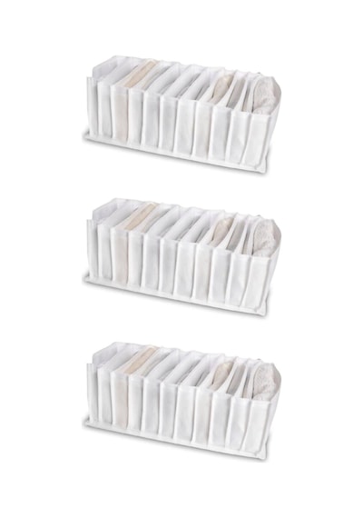 Serstil Medium 11 Gözlü Dolap Içi Akardiyon Organizer 16 X 40 X 12cm Çekmece İçi - Beyaz Beyaz-1m