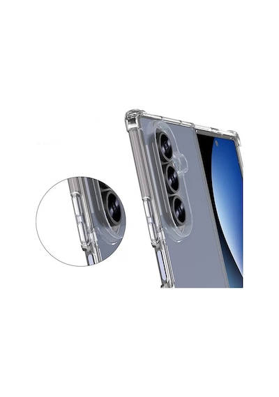 Vendas Galaxy Uyumlu Z Fold 7 Kılıf Zore Nitro Anti Shock Silikon Kılıf + Anti-reflective Kamera Lens Koruyucu Şeffaf