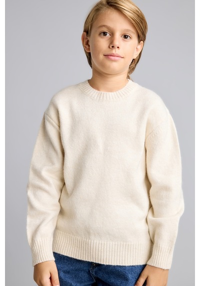 Defacto Oversize Bisiklet Yaka Triko Basic Kazak Erkek Çocuk I3438a826cwer113 Ekru-er113