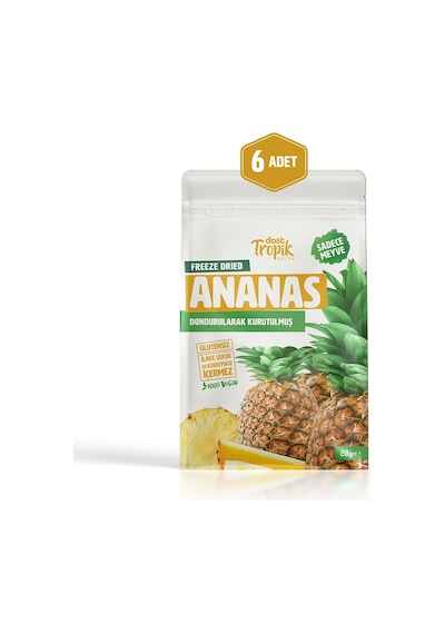 Dondurularak Kurutulmuş Ananas 20 G Freeze Dried Meyve Cipsi Çıtır Meyve Kurusu 6 Adet