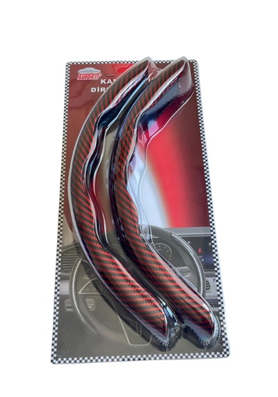 Karbon Fiber Direksiyon Kılıfı Direksiyon Koruyucu Kılıf Kırmızı - Siyah